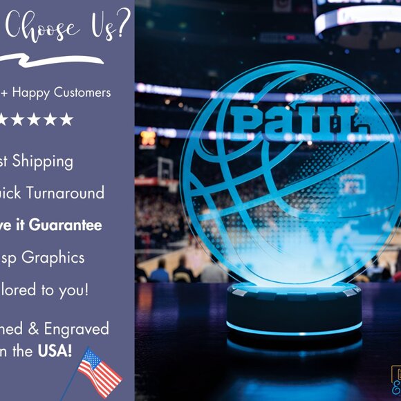 Basketball Night Light – Personalized LED Lamp for Athletes & Fans - Picture 4 of 8